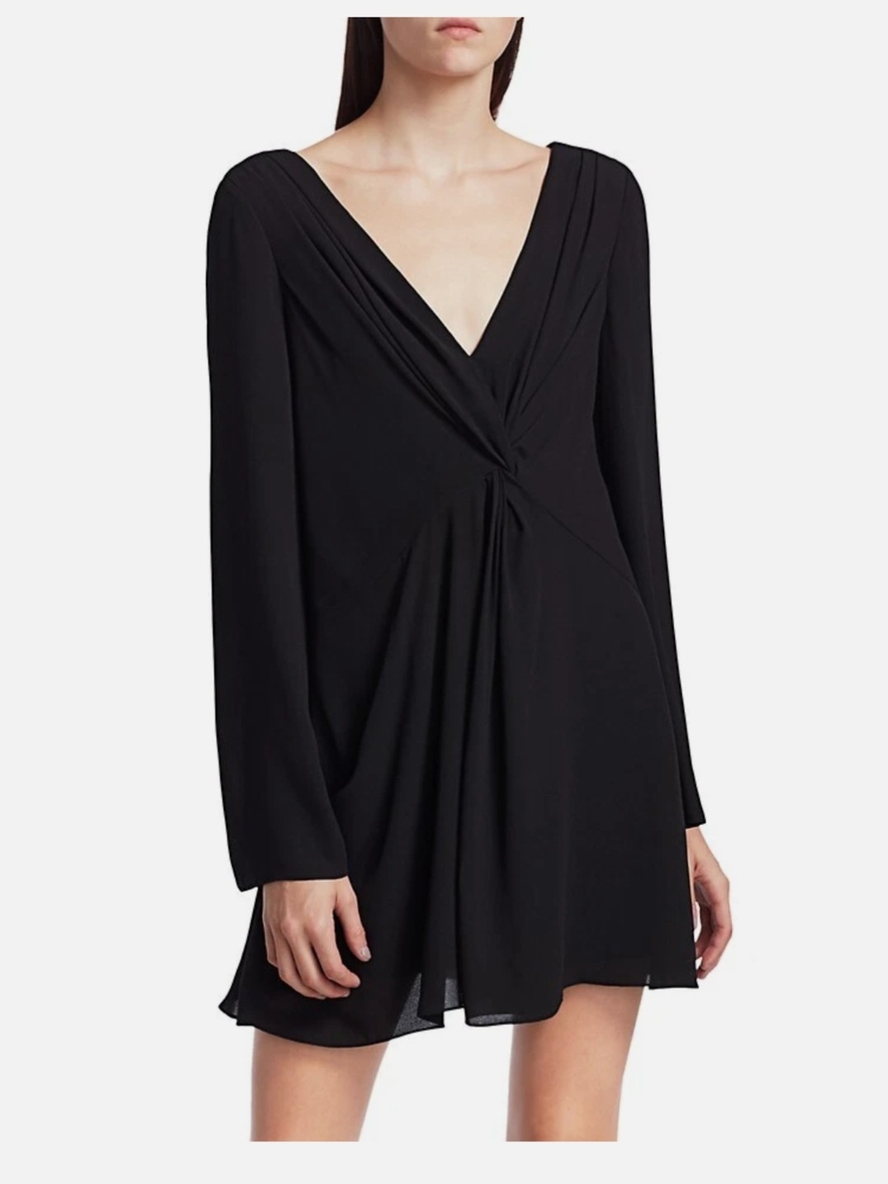 CINQ À SEPT 'Cecil' Twist-Front Crepe Dress, Black - Size 0
